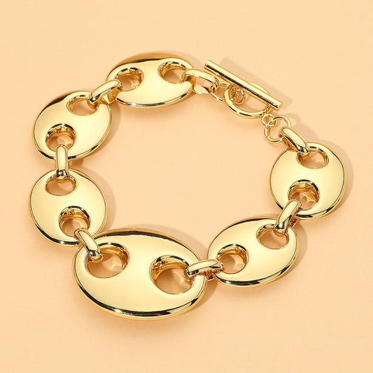 Stainless Steel Chunky Mariner Link Toggle Bracelet