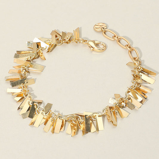 Metal Rectangular Plate Embellished Chain Bracelet