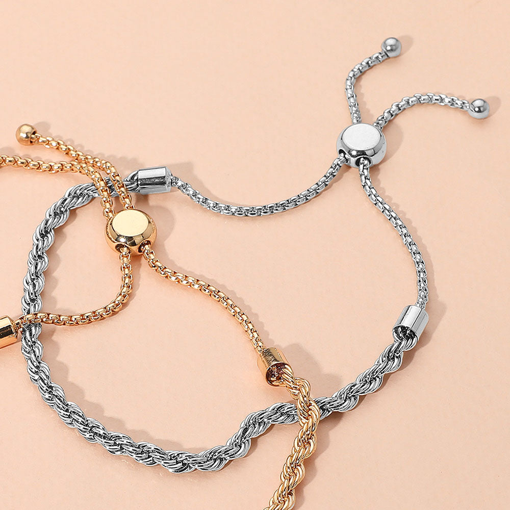 Metal Rope Adjustable Cinch Pull Tie Bracelet