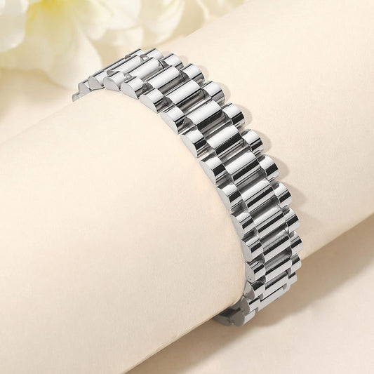 Gold Dipped Stainless Steel President Jubilee Style Link Chain Bracelet