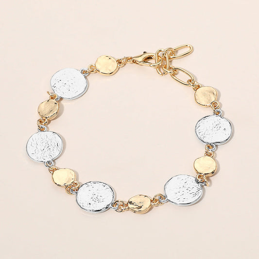 Textured Metal Disc Link Bracelet