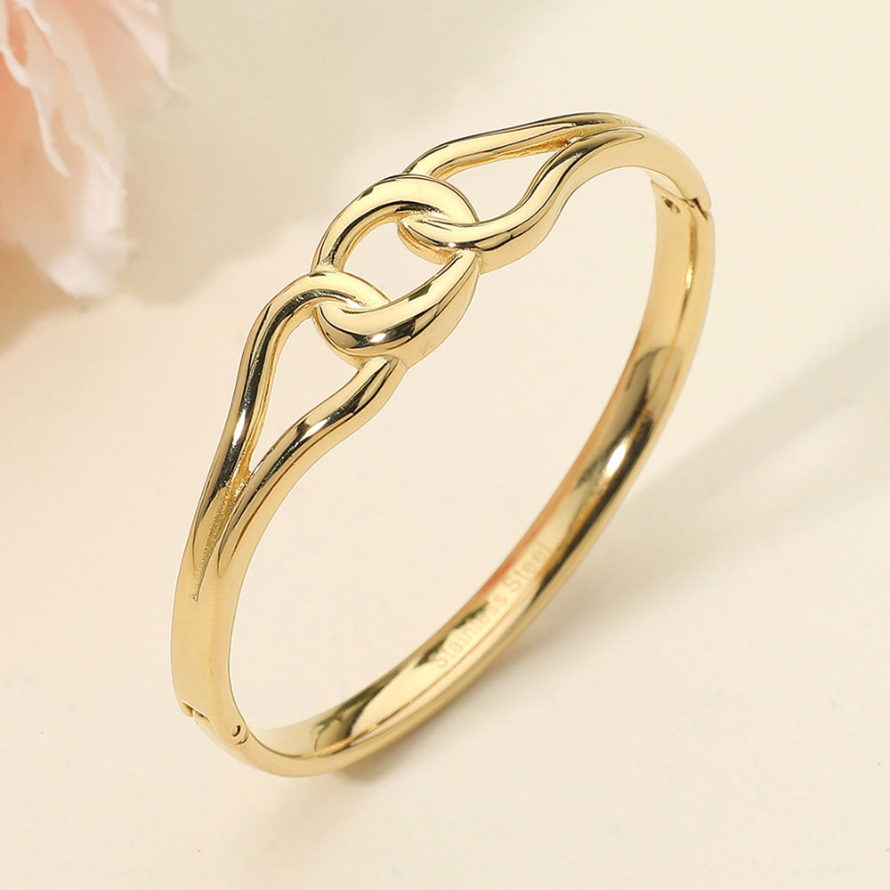 Stainless Steel Twist Link Hinged Bangle Bracelet