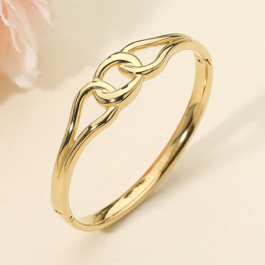 Stainless Steel Twist Link Hinged Bangle Bracelet