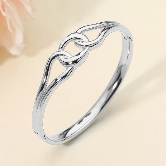 Stainless Steel Twist Link Hinged Bangle Bracelet