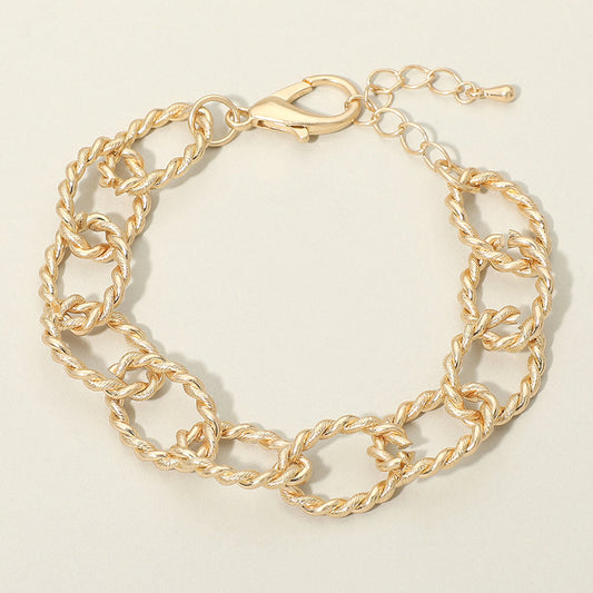 Twisted Metal Oval Link Chain Bracelet