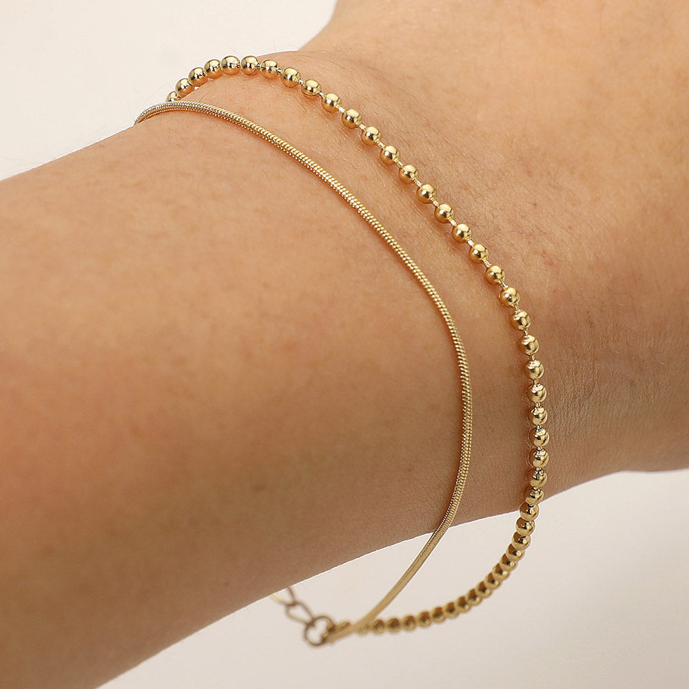 SECRET BOX_Stainless Steel Dual Chain Layered Bracelet