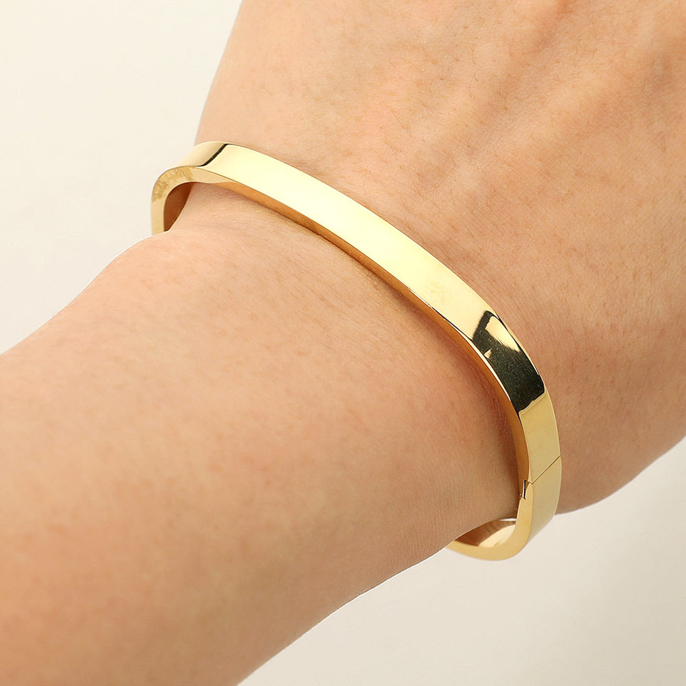 SECRET BOX_Stainless Steel Square Hinged Bangle Bracelet