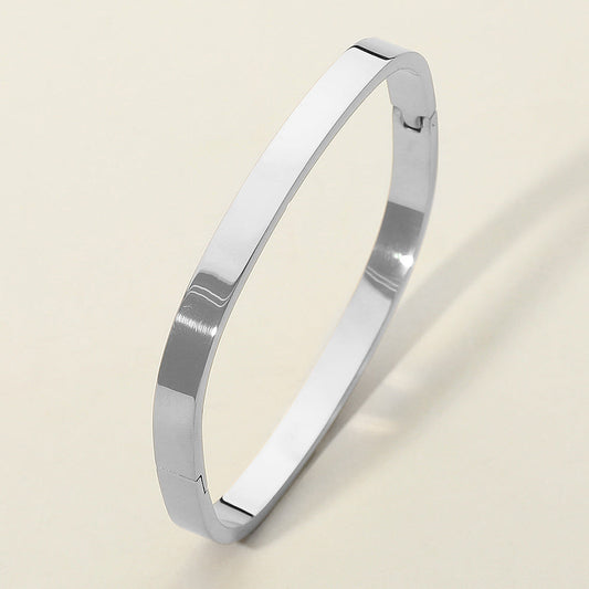 SECRET BOX_Stainless Steel Square Hinged Bangle Bracelet