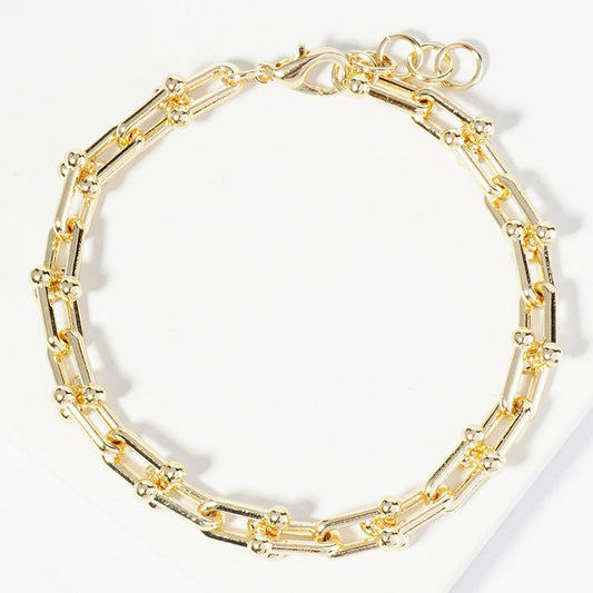 Gold Dipped Metal Hardware Link Chain Bracelet