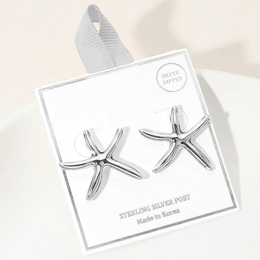 Silver Dipped Starfish Earrings