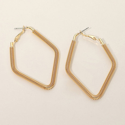 Gold Dipped Textured Metal Geometric Hoop Earrings