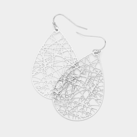 Brass Metal Teardrop Dangle Earrings