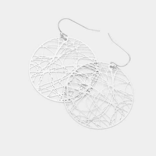 Brass Metal Round Dangle Earrings