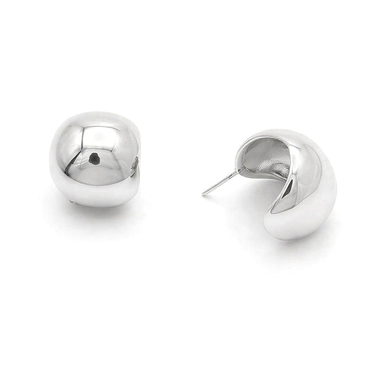 14K Gold Dipped Modern Dome Mini Hoop Stud Earrings