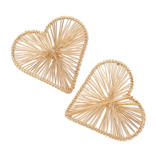 Oversized Metal Wired Heart Earrings
