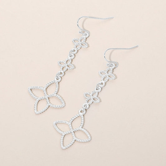 Textured Metal Floral Link Drop Earrings