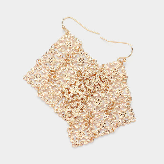 Filigree Metal Kite Earrings