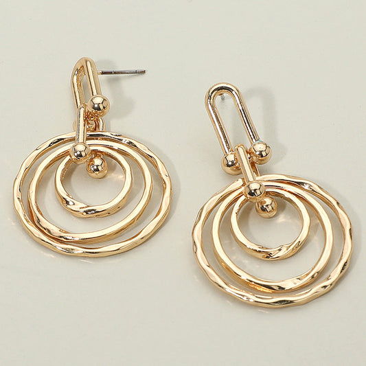 Women's Hammered Metal Layered Spiral Hoop Drop Dangle Earrings