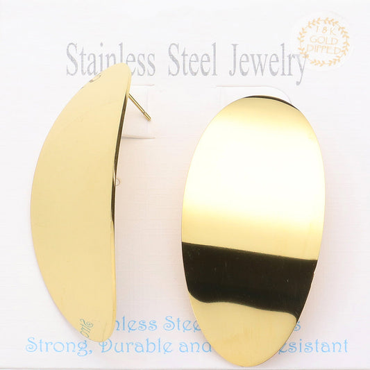 Stainless Steel Oval Domed Stud Earrings