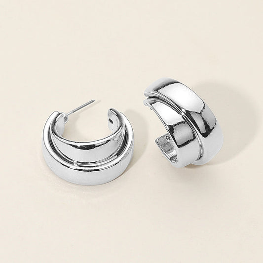 Two Tone Metal Hoop Earrings