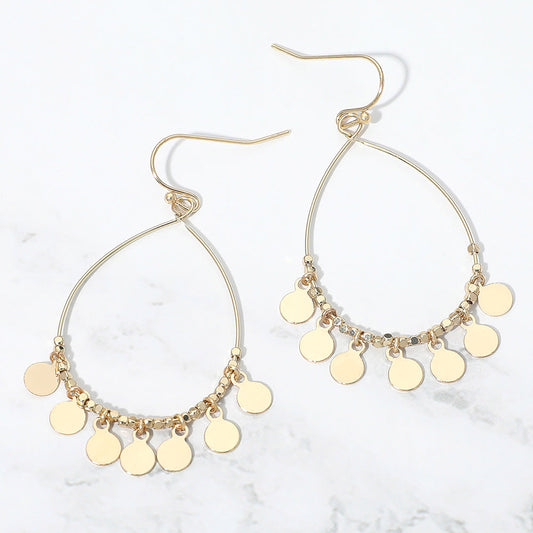 Boho Metal Coin Charm Beaded Teardrop Earrings