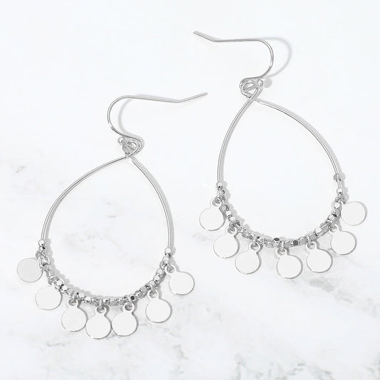 Boho Metal Coin Charm Beaded Teardrop Earrings