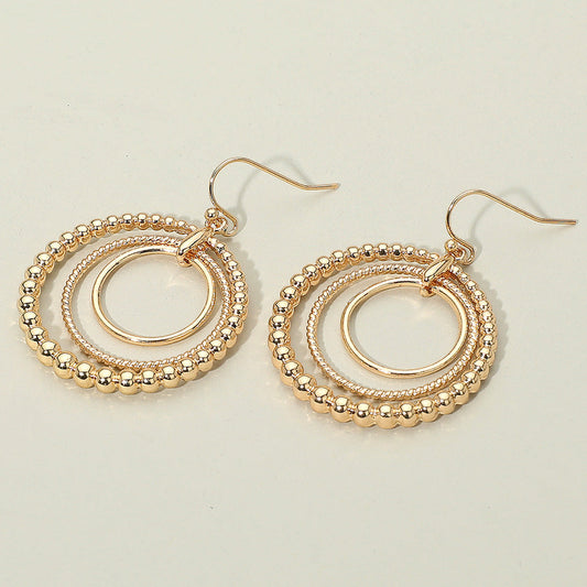 Metal Bubble Layered Hoop Dangle Earrings