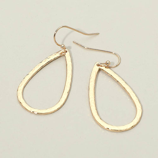 Geometric Metal Open Teardrop Drop Earrings