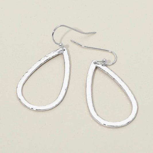 Geometric Metal Open Teardrop Drop Earrings