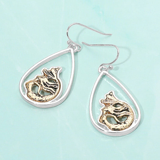 Mermaid Metal Teardrop Earrings