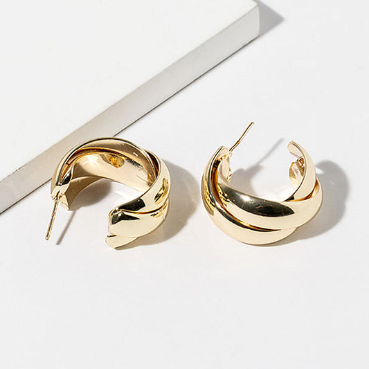 Gold Dipped Chunky Crisscross Hoop Earrings