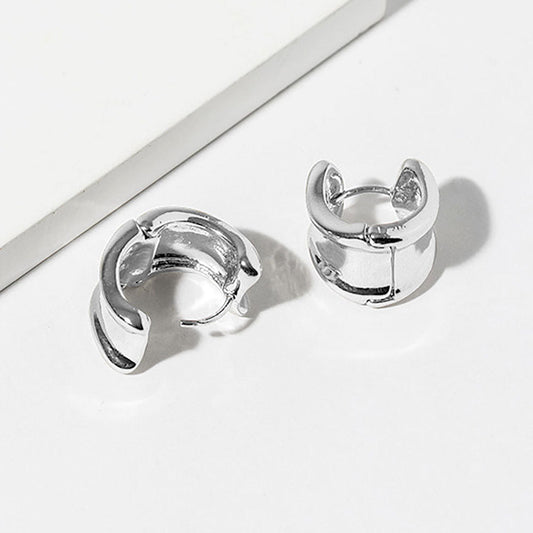 White Gold Dipped Curved Huggie Hoop Earrings