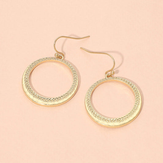 Textured Metal Hoop Drop Dangle Earrings