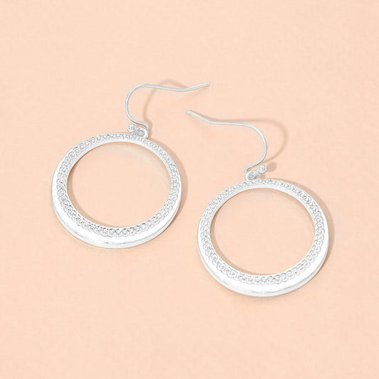 Textured Metal Hoop Drop Dangle Earrings