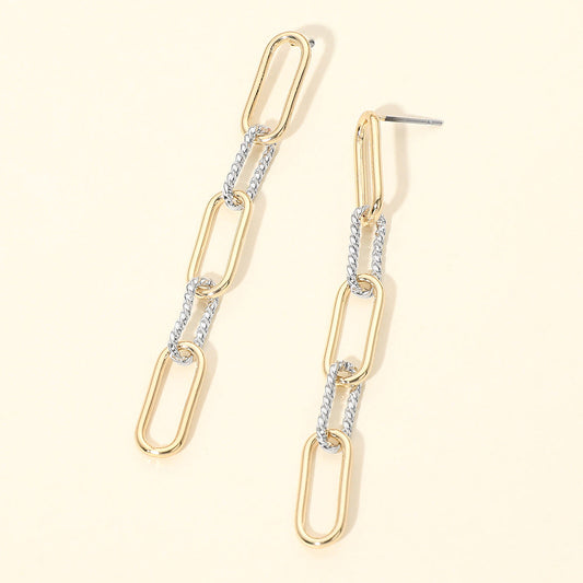 Metal Geometric Chain Link Drop Earrings