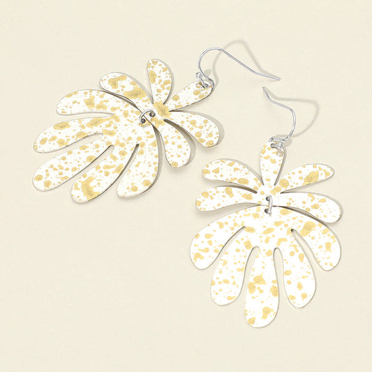 Splash Metal Leaf Link Dangle Earrings