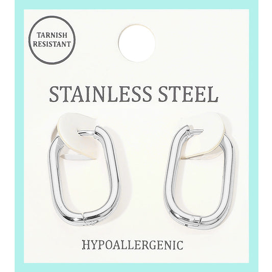 Stainless Steel Geometric Huggie Hoop Earrings