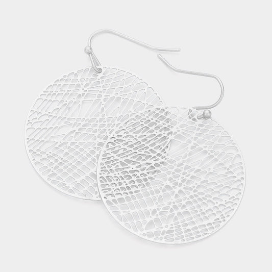 Filigree Metal Disc Dangle Earrings