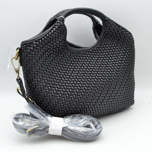 Woven Basket Weave Top-Handle Crossbody Bag and Handbag with Adjustable Strap