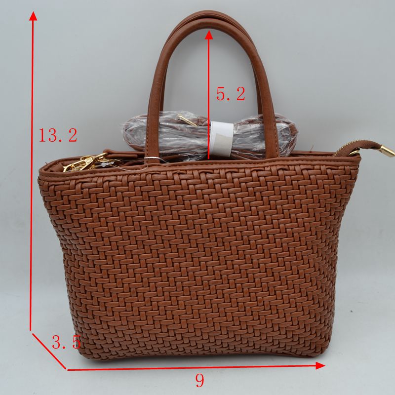 Woven Mini Tote Bag with Rounded Top Handles and Detachable Strap