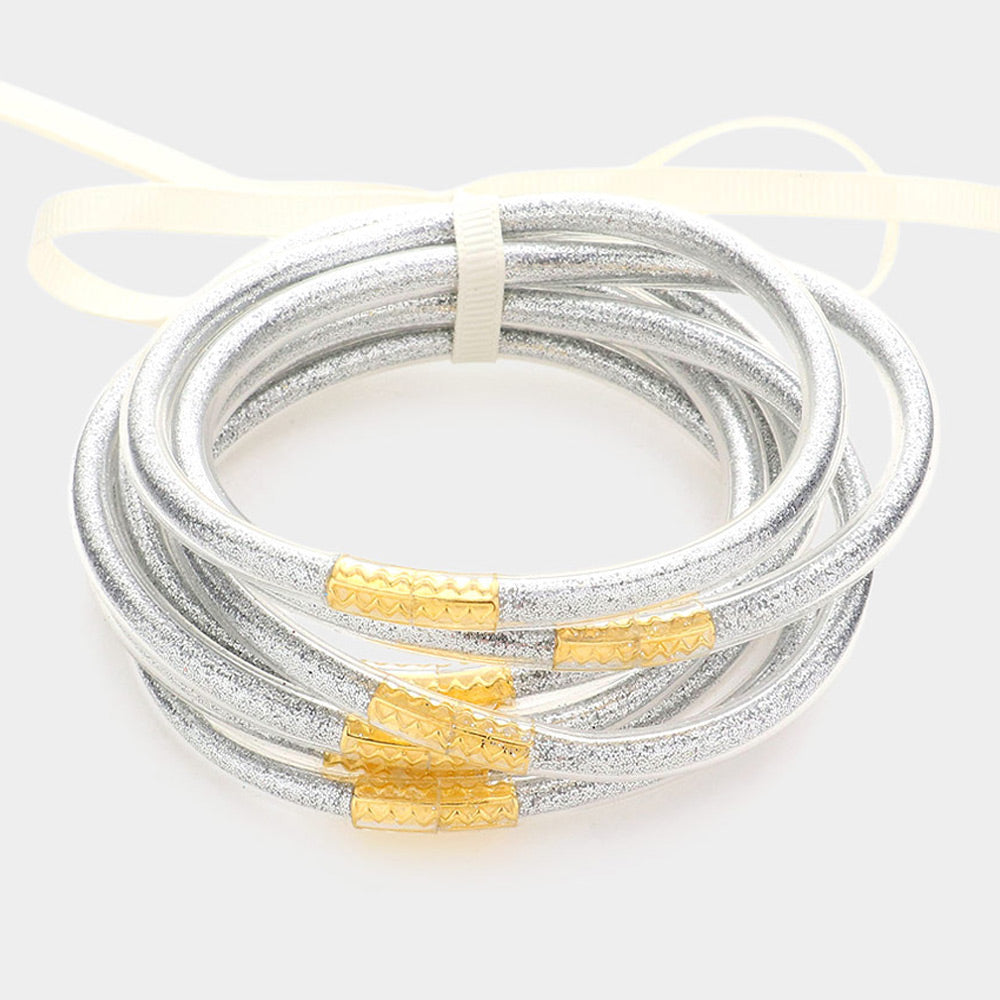7PCS - Glitter Jelly Tube Bangle Bracelets