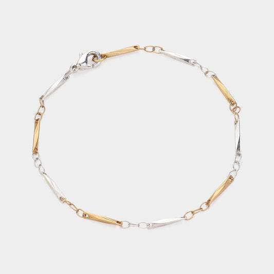 Two Tone Metal Bracelet & Necklace Jewelry Set