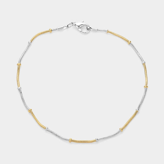 2PCS - Two Tone Snake with Bead Chain Necklace with Bracelet