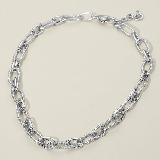 14K Gold Plated Rope Link Chunky Chain Necklace