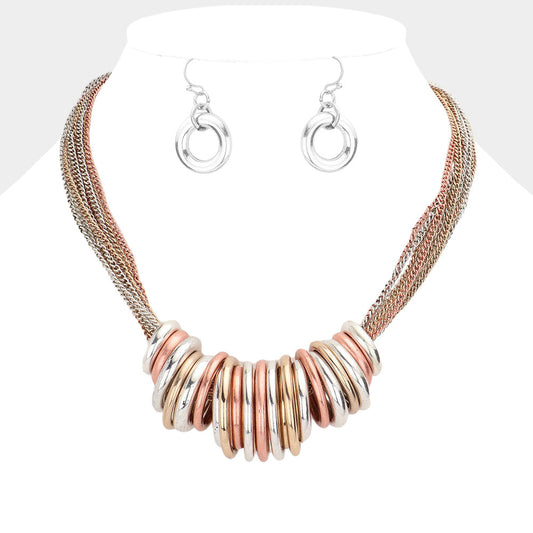 Antique Metal O-Ring Stacked Necklace
