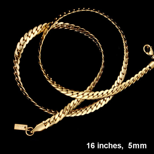 16 INCH, 5mm Stainless Steel Metal Chain Necklace