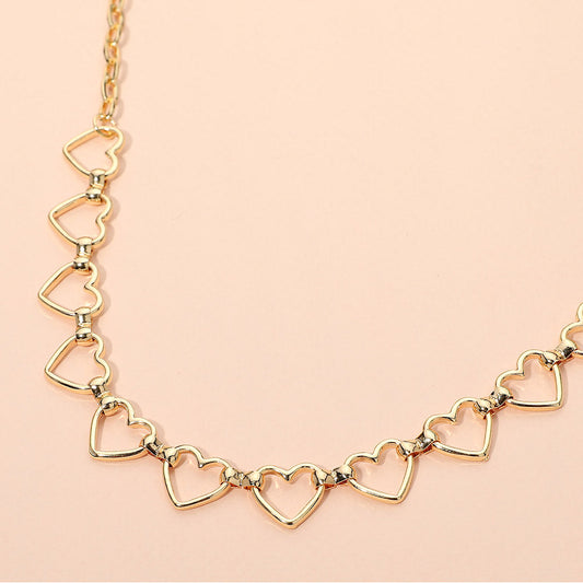 Open Metal Heart Link Chain Necklace