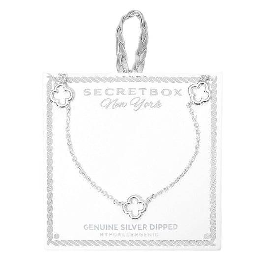 SECRET BOX_Genuine Silver Dipped Open Quatrefoil Station Necklace