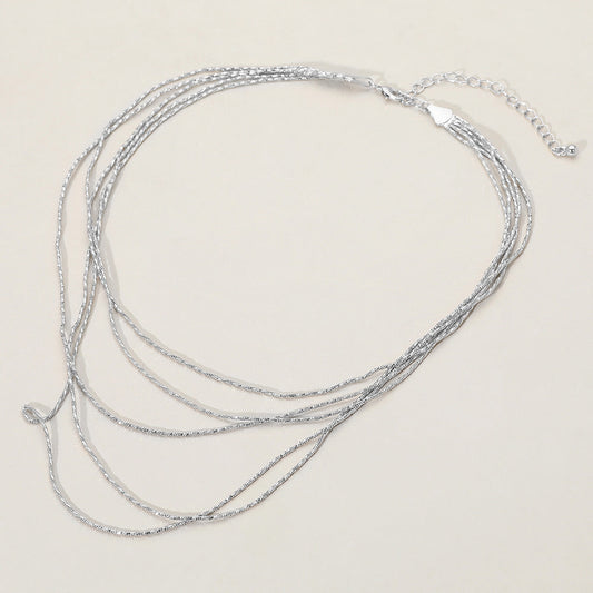 Multi Layered Brass Chain Necklace