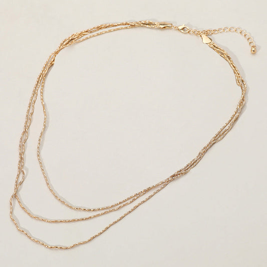 Triple Layered Brass Chain Necklace